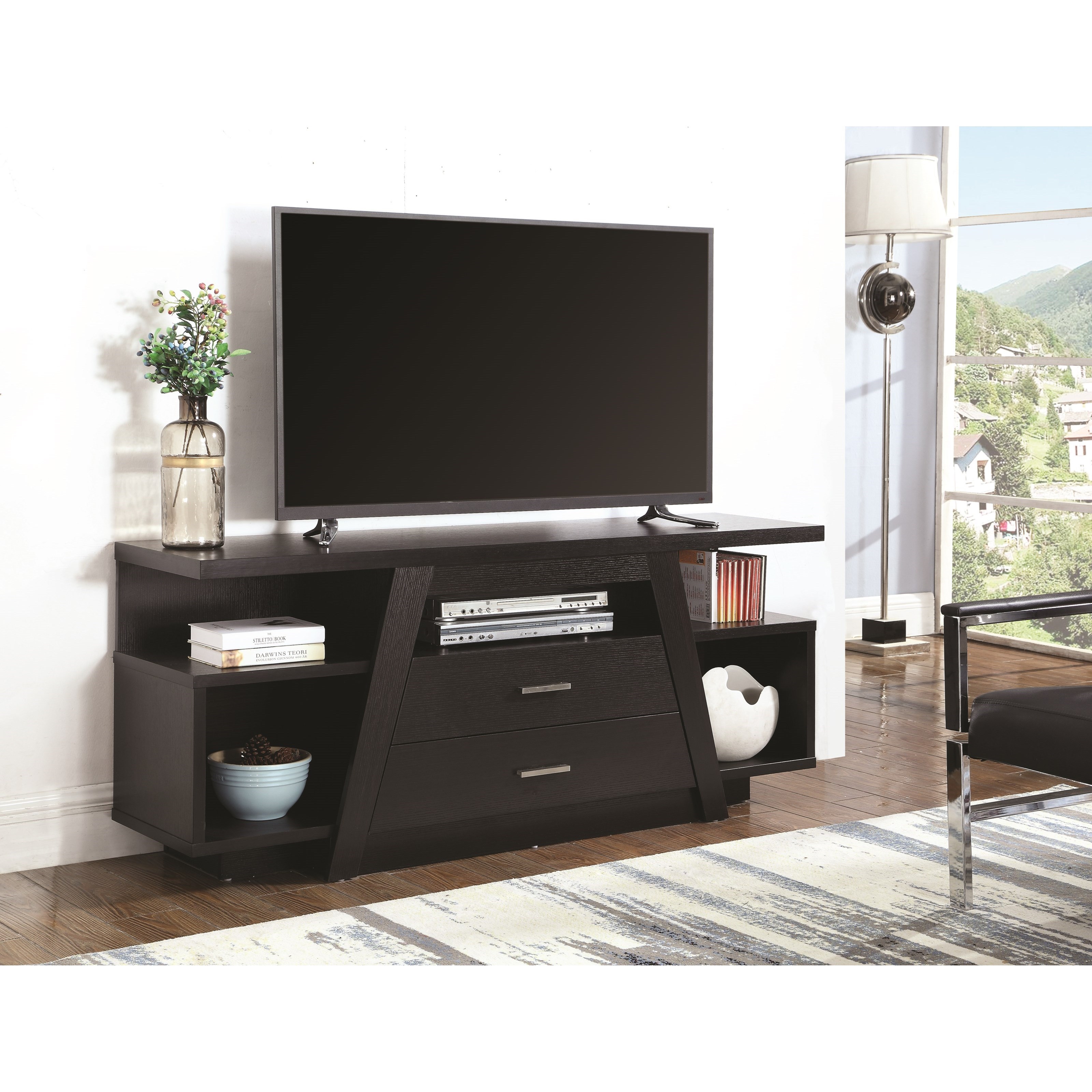 Coaster TV Stands 721110 Contemporary Black TV Stand Knight Furniture